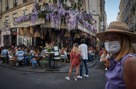 Parisians enjoy the late summer weather in packed cafes and restaurants on the Rue de Buci, Paris, despite the recent surge in Covid-19 infections throughout Paris and France on 13 September, 2020 in Paris, France.