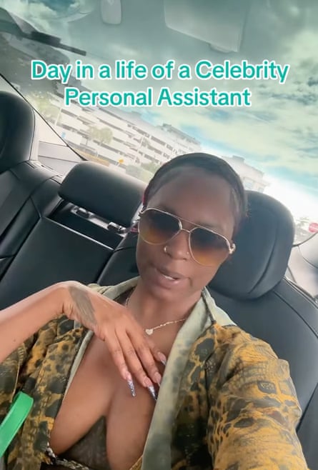 a women speaking from a car, with the caption ‘Day in a life of a celebrity personal assistant’