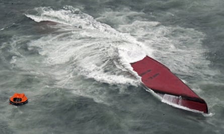 The tanker capsized off the coast of Yamaguchi prefecture in western Japan
