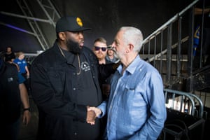 Jeremy Corbyn meets with Run the Jewels before they take to the stage