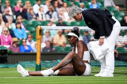 US Open rout shines harsh light on Venus Williams despite admirable fire | Venus Williams 6 Venus Williams’ fall during her first-round match at Wimbledon this year re-aggravated a knee injury and altered the course of her season.