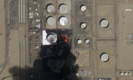 Satellite image of burning oil depot