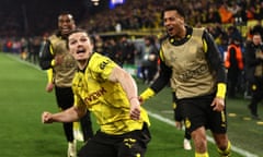 Marcel Sabitzer scores the fourth Dortmund goal to put the german side ahead again on aggregate against Atlérico Madrid.