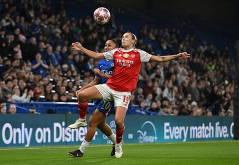 Caitlin Foord shields the ball from Lauren James.