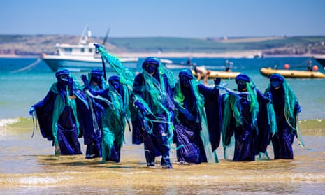 Ocean Rebellion activists in St Ives, Cornwall, during the G7 summit in June 2021.