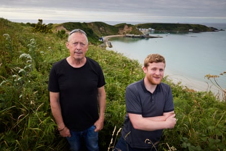 Gryffydd Williams (left) and Rhys Tudur at the bay at Morfa Nefyn