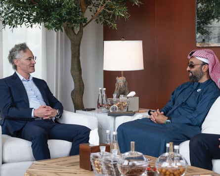 Sheikh Tahnoon with Palantir cofounder Alex Karp in Washington in March 2025.
