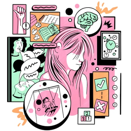 Illustration by Elly Makem showing a young person dealing with ADHD