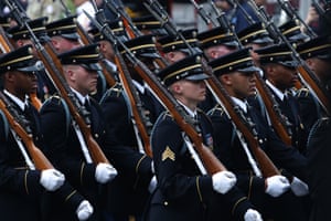 Soldiers march in the parade.