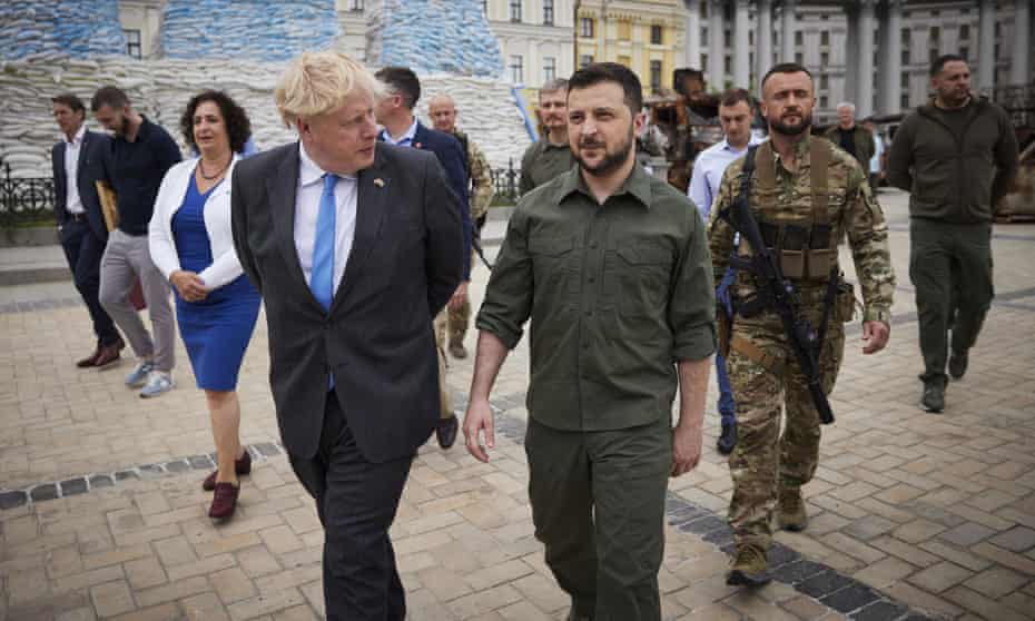 Boris Johnson with Volodymyr Zelenskiy in Kyiv, Ukraine, 17 June 2022