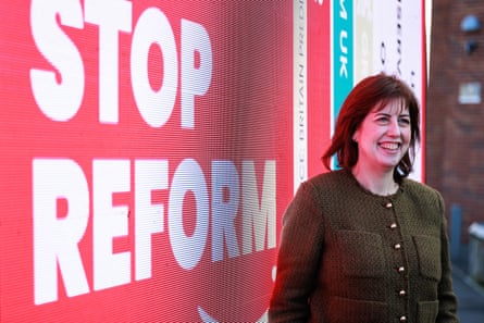 Lucy Powell at a byelection campaign event