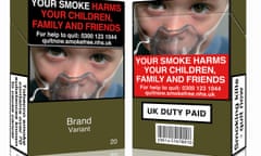 A mock-up design of a standardised cigarette pack