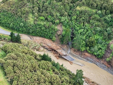A view of flood damage in the the aftermath of cyclone Gabrielle in Hawke’s Bay, New Zealand,