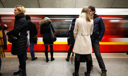 People waiting for the subway in Warsaw, Poland, January 2019