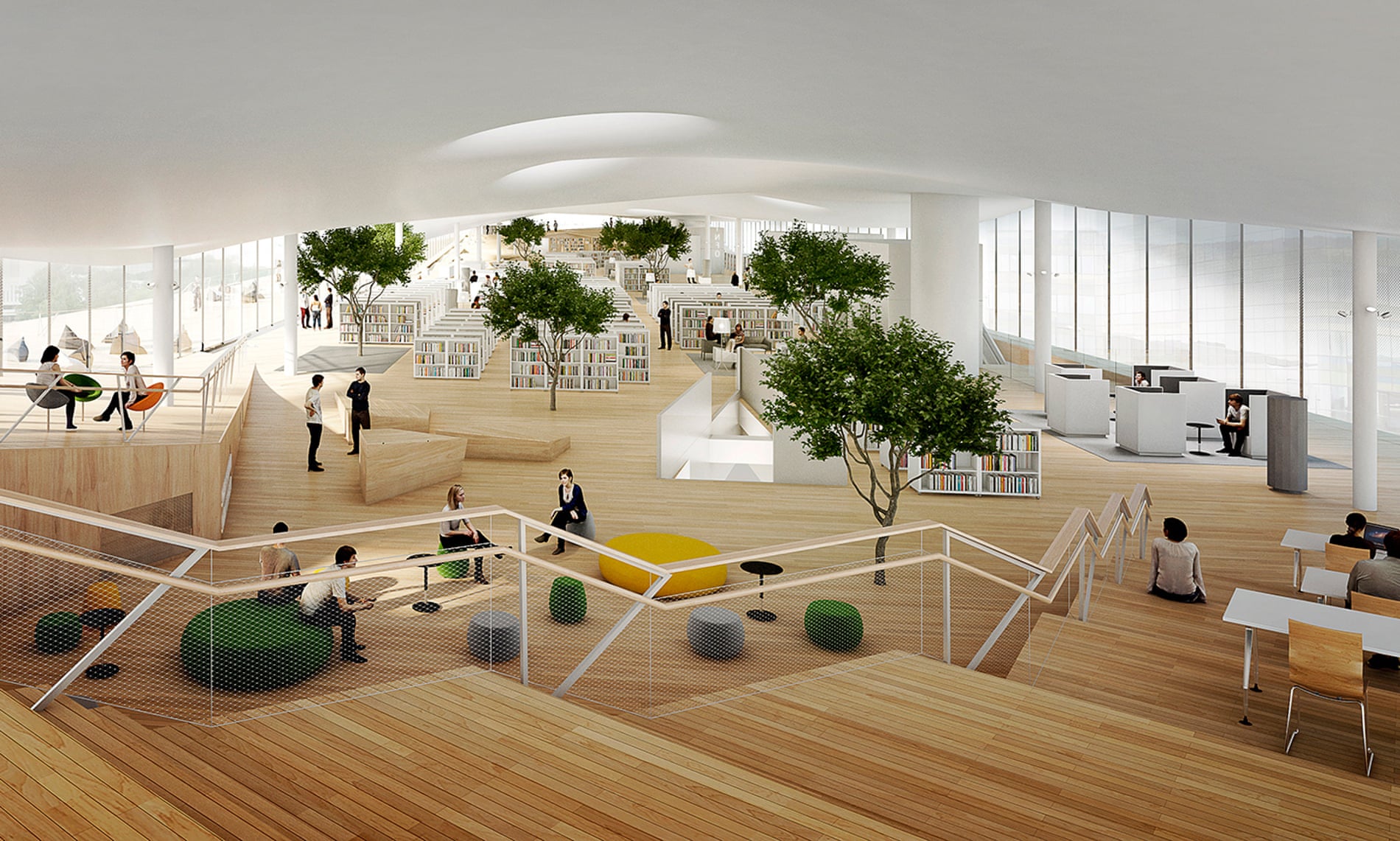 An artist’s impression of the top floor of Helsinki’s new Oodi library