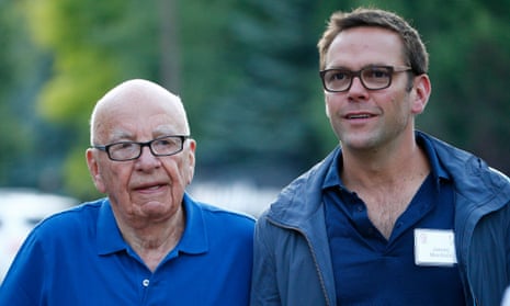 Rupert Murdoch, left, with his son James in Idaho in 2014.