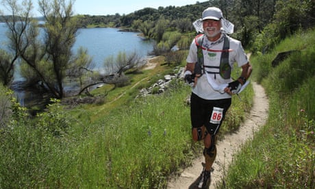 Ken Campbell follows the Pioneer Express trail on his way to the finish of the American River 50 Mile Endurance Run in California.