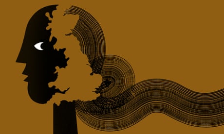Woman's head and Great Britain map