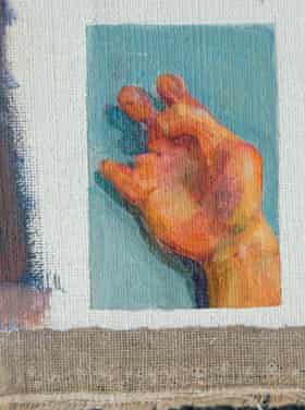 A painting by Suzon Lagarde of her hand.