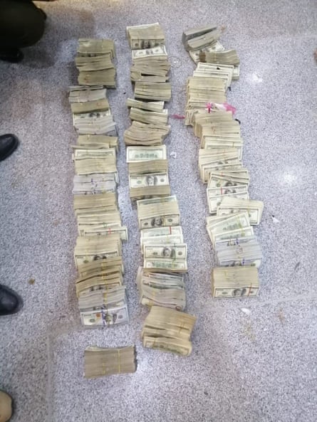 A picture of some of the money handed over by the Iraqi police officer.