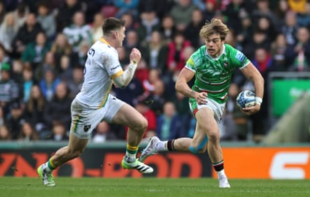 Ollie Hassell-Collins on the attack for Leicester.