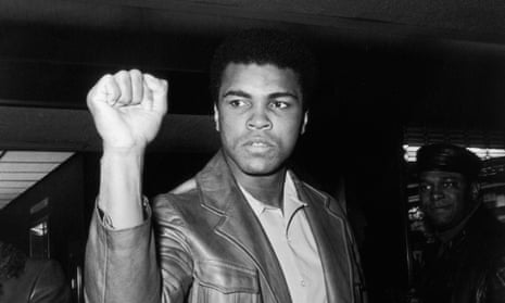 Muhammad Ali giving a black power salute ahead of a fight in Madison Square Garden.
