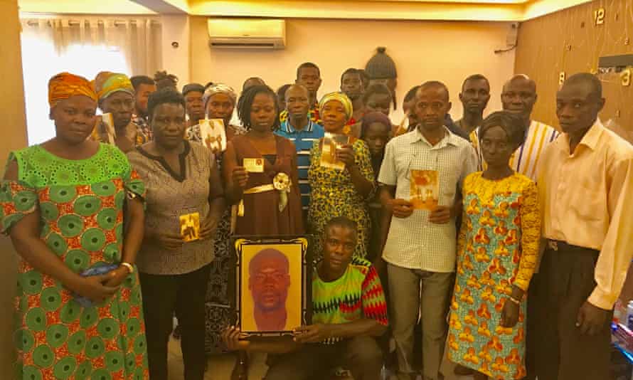 Families of victims of the alleged massacre, pictured in Kumasi, Ghana