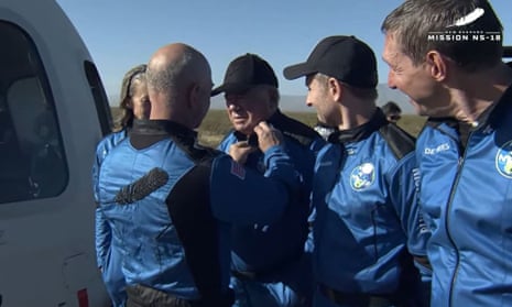 The Blue Origin crew after landing.