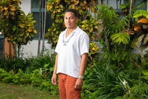The director of the Environment ministry, Soseala S Tinilau, outside the Tuvalu government buildings in Funafuti