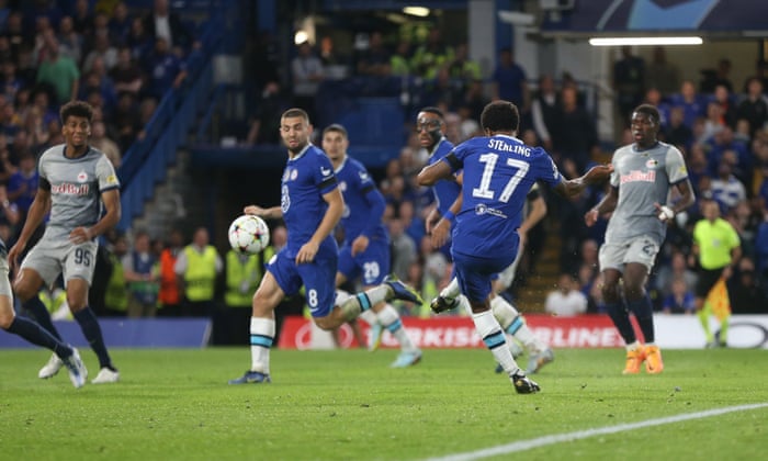 Chelsea's Raheem Sterling scored his opening goal.