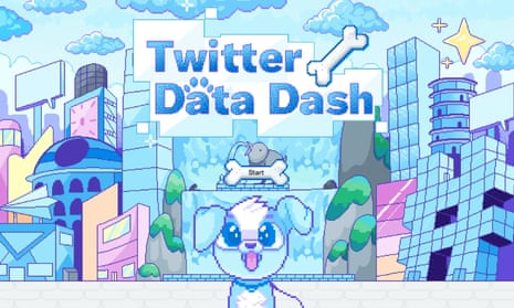 starting image from Twitter Data Dash shows a dog in front of a city