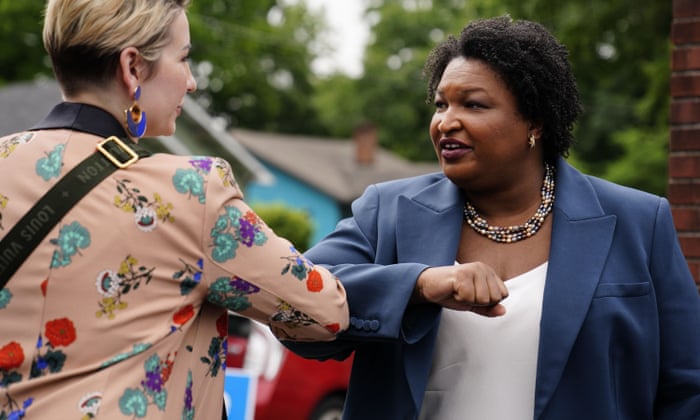 FILE - Georgia Democratic gubernatorial candidate Stacey Abrams greets a supporter May 24, 2022, in Atlanta.