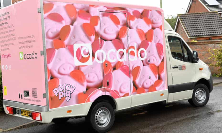 One of the Percy Pig delivery vans used for the launch of Marks &amp; Spencer’s tie-up with Ocado.