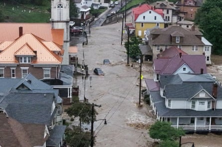 an aerial view of a flood street