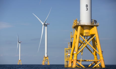 A picture of an offshore wind farm in Rhode Island.