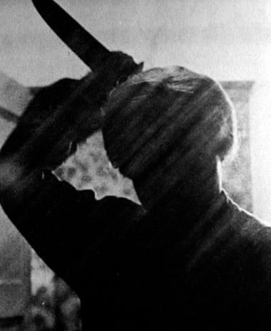 Anthony Perkins as Norman Bates in the shower scene from Alfred Hitchcock’s film version of Psycho.
