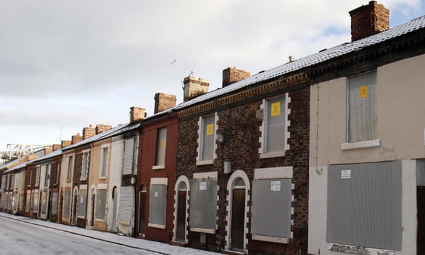 A row of empty terraced houses in Anfield, Liverpool