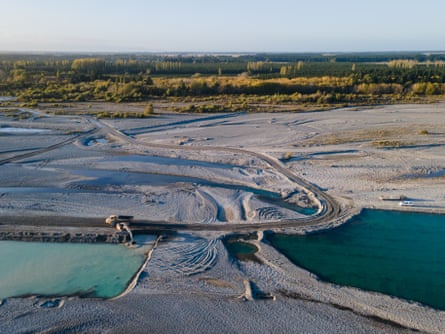 Commercial gravel extraction works on the Waimakariri River
