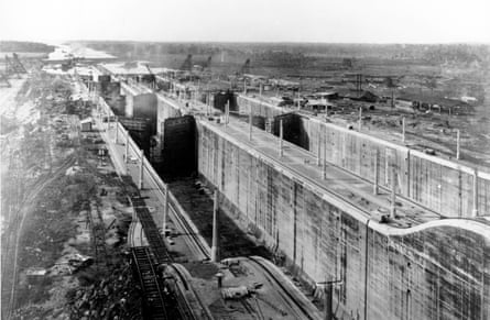 The Panama Canal in the final stages of construction in June 1913
