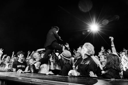 Nick Cave on stage.