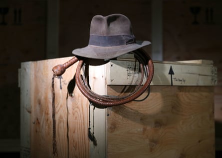 A fedora and bullwhip used by Harrison Ford in Raiders of the Lost Ark and Indiana Jones and the Temple of Doom respectively.