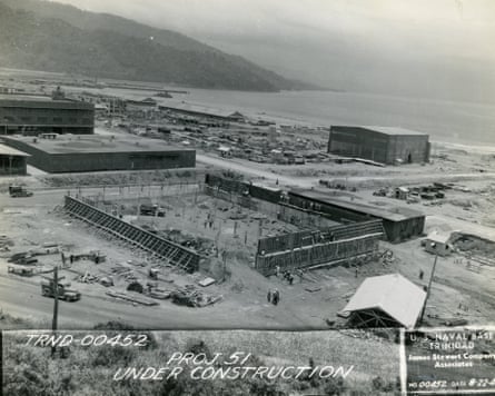 A black and white photograph dating back to the 1940s of a military base in Trinidad