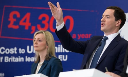 George Osborne with Liz Truss in 2016, warning against Brexit.