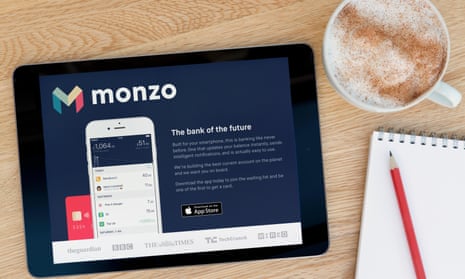 Monzo displayed on an iPad on a desk