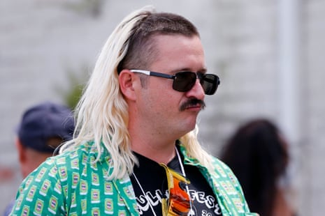 Previous Mulletfest winner, now judge Liam Arnold at the Chelmsford Hotel in Kurri Kurri