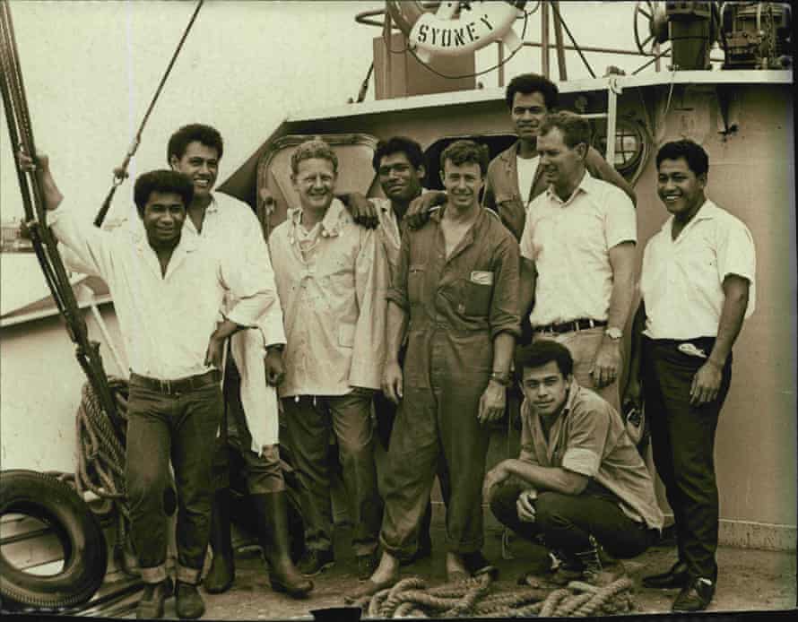 Peter Warner (third left) with his crew: David, John, Luke, Bill, Stephen, Jim, Kolo and Mano in 1968.