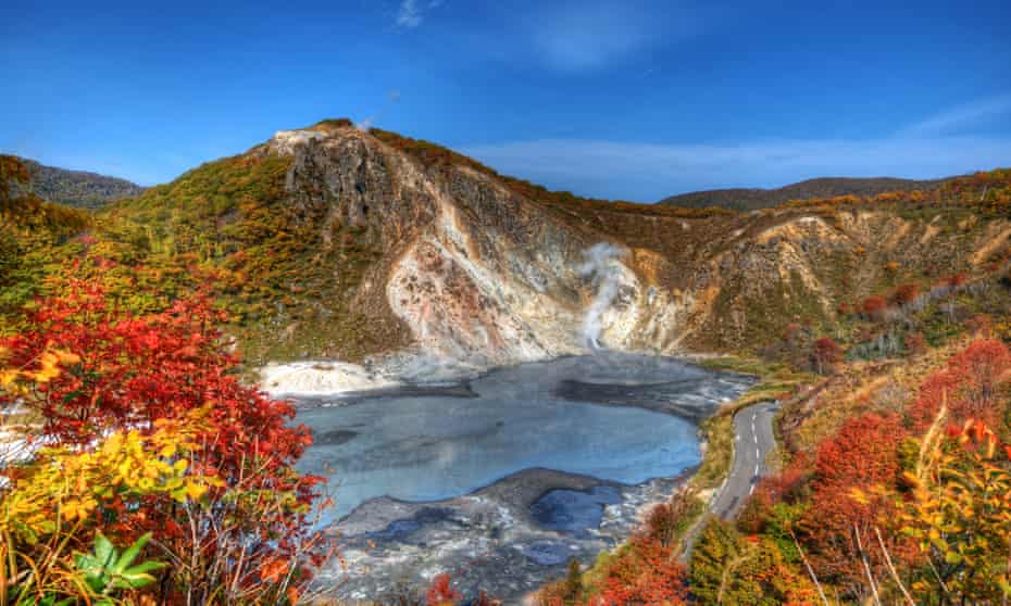 Lost World landscape … Oyunuma Lake, a thermal pool in Noborlbetsu, Hokkaido.