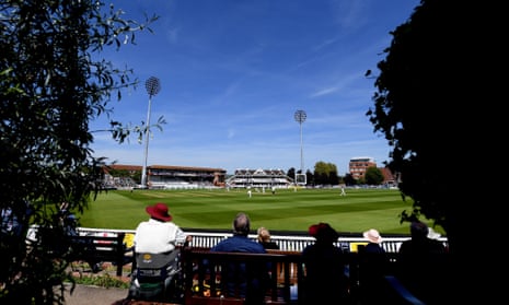 Somerset and Surrey fans take in the action at Taunton.