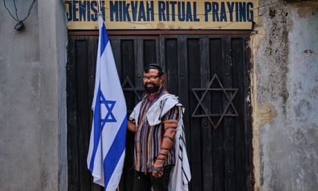 Moshe Ben Avraham outside his Aaron Hakodesh Synagogue in Port Harcourt, Nigeria.