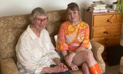 Terri White, right, with Mrs Webley, her primary school teacher, at her home in Duckmanton, Chesterfield, for the 5Live programme Finding Britain's Lost Children